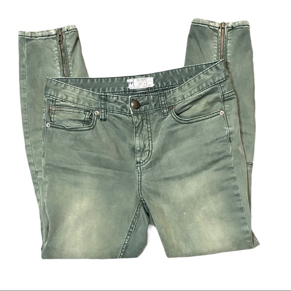 Free People Moto Suede Sateen Zipper Back Skinny - Picture 11 of 11